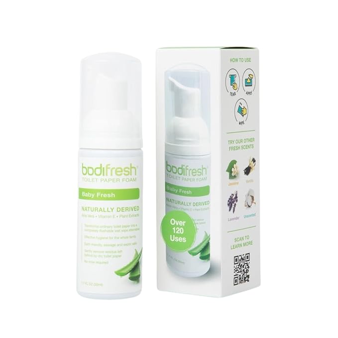 Toilet Paper Foam, Liquid Wet Wipe | Plant-Based, Eco Friendly Flushable Wet Wipe Alternative with Aloe & Vitamin E (1.7 Fl Oz (Pack of 1), Baby Fresh)