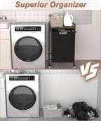 14.5 Gal Large Laundry Hamper with Wheels, Pull-Out & Removable Sorter Bags, Freestanding Clothes Basket Organizer for Clothing or Toys in Bathroom and Living Room, Rustic Brown and Black