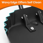 (2PK) Metal Dust Pans Heavy Duty, 12” Outdoor Dustpan with Rubber Handheld Handle, Large Shovel Wide Scooopers for Garage Shop Fireplace Commercial Uses