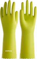 LANON wahoo Skin-Friendly Cleaning Gloves, Dishwashing Kitchen Gloves with Cotton Flocked Liner, Reusable, Non-Slip, Bud Tender, Small
