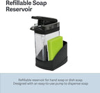 Casabella Sink Sider Solo Kitchen Soap Pump and Sponge Caddy, Black/Chrome - 2-in-1 Soap and Sponge Caddy, One-Hand Soap Dispensing, Easy to Refill and Clean, Efficient Size (Pack of 6)