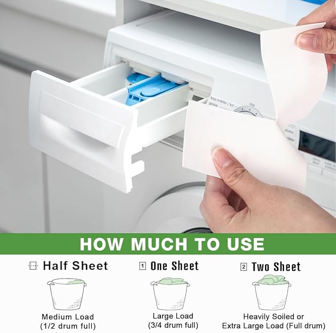 HOMEXCEL Laundry Detergent Sheets Fresh Scent Eco-Friendly, (200 Loads) 100 Washer Sheets, Plastic-Free, Liquid Less Clear Strips for Travel, Home Clothes Washing