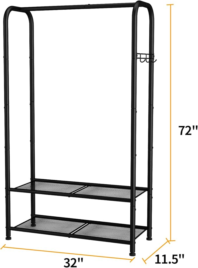 SINGAYE Clothing Racks For Hanging Clothes Rack Portable Closet Garment Coat Rack With Shelves Heavy Duty Hanger Stand Wardrobe Free Standing Closet