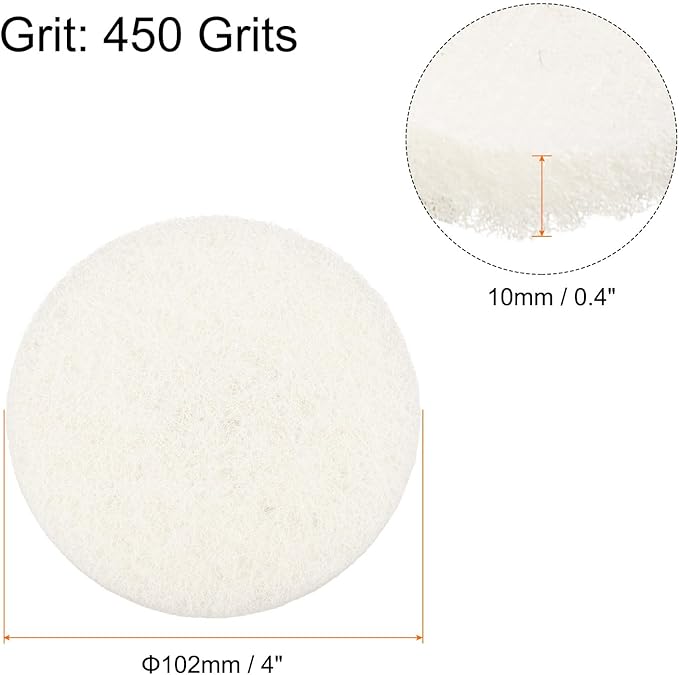 HARFINGTON 20pcs Scrubber Scouring Pads 450 Grits 4 Inch Drill Power Brush Hoop and Loop Surface Conditioning Disc Drill Scuffing Disc Scrub Pads for Home Kitchen Cleaning, White