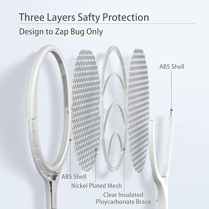 Electric Bug Zapper Racket Mosquito Fly Gnat Wasp Killer USB Type-C Rechargeable Electric Fly Swatter Racket Fly Mosquito Zapper Indoor Rotating Head (1 - Pack)