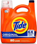 Tide Laundry Detergent Liquid, Original Scent, 80 Loads, 105 FL OZ, Works on 100% of Common Stains, Laundry Soap, Liquid Laundry Detergent