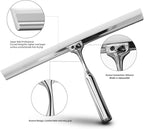 Shower Squeegees Stainless Steel with Self Adhesive Hook Window Squeegees for Shower Doors Bathroom Mirror Wiper, Window Glass Cleaning