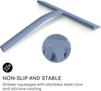 GÜTEWERK Shower Squeegee for Glass Doors, Silicone Window Squeegee, Bathroom and Glass Cleaning - Blue - 9 Inch