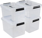 Anbers Plastic Lidded Storage Bins, 4 Packs Latching Storage Container Box (10.5 Qt)