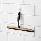 iDesign Bathroom Shower Squeegee with Wall Hook - Black/Soft Brass