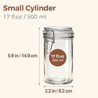 ComSaf 16oz Pint Jars with Airtight Lids (Set of 6), Cylindrical Glass Canisters for Sourdough Starter, Overnight Oats, & Pantry Organization, 500ml Hermetic Jars for Fermenting, Coffee & Spices