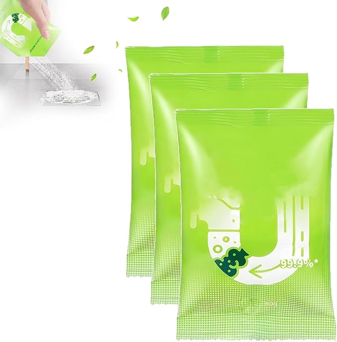 Powerful Pipeline Dredging Powder, 80g Powerful Sink And Drain Cleaner Powder, Drain Clog Remover Agent, Powerful Pipe Unclogger, Multi-Purpose Pipe Cleaner For Kitchen Bathroom Toilet (3PC)