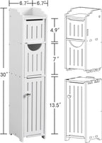 AOJEZOR Bathroom Storage Cabinet: Small Bathroom Storage Cabinet - Toilet Paper Holder Fit for Mega Roll,White