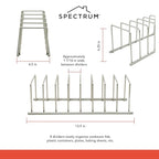Spectrum Euro Kitchen Organizer Metal Dish Rack Cutting Board Holder Stand for Countertop or Inside Cabinet Organization, 8 Slot Cutting Board Plate Drying Rack for Bakeware Storage, Satin Nickel