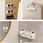SEWACC 2pcs Cat Design Wall-Mounted Glasses Organizer Plastic Eyewear Storage Box with Hanging Holder for Sunglasses and Eyeglasses in Black and White, Suitable for Bedroom and Bathroom