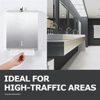 Paper Towel Dispenser Wall Mount Commercial, Brushed Stainless Steel & Fingerprint Resistant, Lockable, for c fold/Multifold/Trifold Paper Towels, Touchless Hand Towels Holder