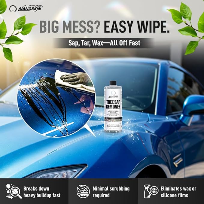Nanoskin Tree Sap Remover 32 Oz. - Instant, Safe Car Detailing Solution | Optimized for Paint, Glass, Plastic & Trim | Compatible with Microfiber & Terry Cloth | Fast-Acting, Multi-Surface Application