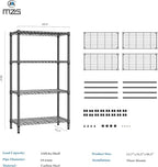 M MZG 1000 lbs 4 Tier Shelf Metal Storage Shelves Shelving Wire Rack Heavy Duty Closet Organizers for Garage Kitchen Bathroom Laundry Black 15.7" D x 33.5" W x 59.5" H