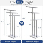 Kayfia 40" Standing Towel Rack with Weighted Marble Base, Width Adjustable & Taller Bathroom Towel Rack Stand, 3-Tier Towel Racks for Bathroom, Multiple Spaces Stainless Steel Brushed Finish