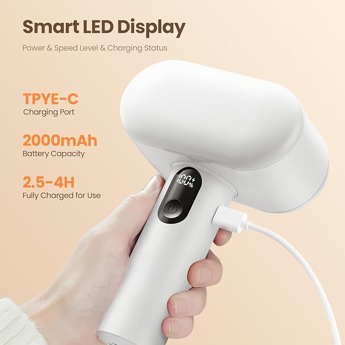 Mosthink Fabric Shaver, 2-In-1 Electric Lint Shaver & Brush, Dual-Head Lint Remover for Clothes Couch Furniture | 3-Speed Fuzz & Pilling Remover | Sweater Shaver with LED Display | Type-C Rechargeable