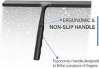 Household Squeegee for Shower Glass Doors, Silicone Shower Squeegee with Adhesive Hook, Bathroom Squeegee for Shower, Window Cleaner Tool for Glass Door, Kitchen, Tile Wall(10 inch-Black)