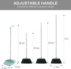 Broom and Dustpan Set for Home, 51-in Long Adjustable Handle Angle Broom and Dustpan Combo Set with Dust Pan Teeth to Clean Hair for Home Kitchen Office Lobby Floor Garden, Green