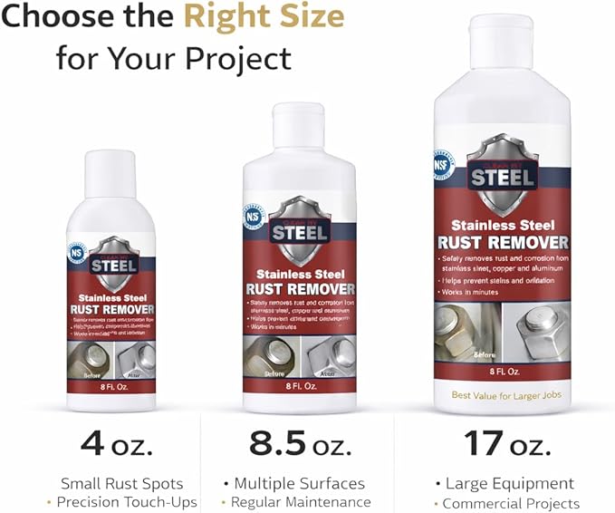 CLEAN MY STEEL 8.5 oz Stainless Steel Rust Remover – NSF Approved Non-Toxic Fast-Acting Rust Stain Remover for Appliances, Sinks & Grills