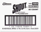 SC Johnson Shout 686661 Wipe & Go Instant Stain Remover, 4.7 x 5.9, 80 Packets, Pack of 1