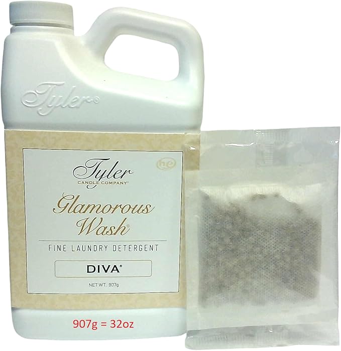 Tyler Candle Company, Detergent Wash, Liquid, Diva, 32 Fl oz/with Dryer Sachet Single Pouch bz
