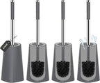 SetSail Toilet Brush, Compact Size Toilet Bowl Brush and Holder Toilet Brushes for Bathroom with Stainless Steel Handle Toilet Cleaner Brush with Durable Scrubbing Bristles, 4 Packs, Gery