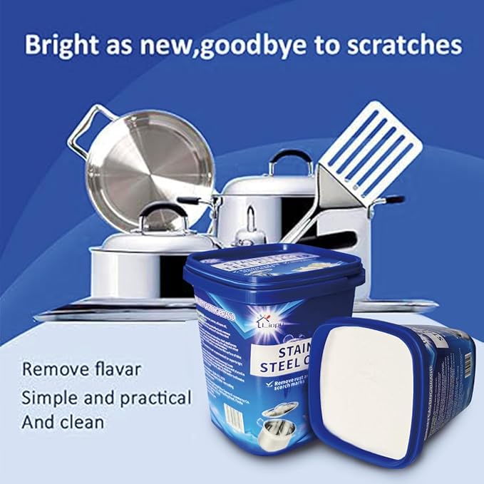 Liapu Stainless Steel Cleaner Paste – Heavy Duty Polish for Cookware, Sink, Grill, Pots & Pans – Restores Shine, Removes Rust & Stains – Safe for Kitchen & Appliances (2)