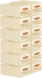 Homsorout Drawer Organizers and Storage - 12 Pack Foldable Pants Organizer with Clear Window & Handles, Fabric Closet Organizer for Clothes, Jeans, Sweaters, Towels, T-shirt, Scarf (Beige)
