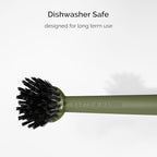 Earth & Mango Magnetic Dish Brush & Scraper, Snaps to Sink, Non-Scratch, Dishwasher Safe, Dish Scrubber – Moss Green