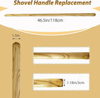 2 PCS 46.5in Wooden Shovel Handle Replacement for Snow Shovel Garden Rake Long Handle Shovels Garden Tool