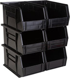 Hudson Exchange 9-1/2" x 6" x 5" (6 Pack) Plastic Stackable Storage Bin and Hanging Container, Black
