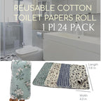 Reusable Toilet Paper Towels 24 Count Roll,Washable Absorbent No Tear Bidet Towels Cotton Cloth,Zero Waste Cleaning Supplies for Bathroom(4 Colors Flower)