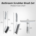 3 Pack Heavy-Duty Scrub Brush Set, Grout Brush, Shower Squeegee, Shower Cleaner Brush with Non-Slip Grip, Stiff Bristles Scrub Brushes for Cleaning Bathroom, Shower, Tile, Grout, Tub, Floor, Sink