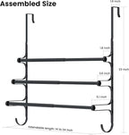 CANYAVE Over The Door Towel Rack, Extendable Triple Towel Storage Holder with Hooks, 24.02 Inches Towel Bar Hanger Towel Racks for Bathroom (Black)