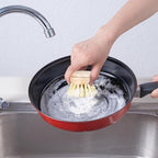 Bamboo Dish Brush with Handle - Soft Bristle, Eco-Friendly Vegetable Brush Scrubber for Food, Compostable & Sustainable, Bamboo Scrub Brush for Dishes, Pots and Pans