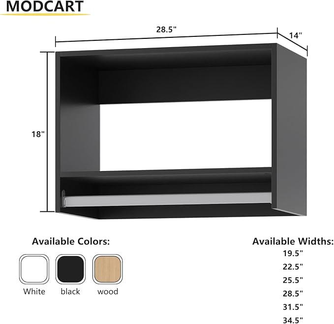 MODCART Tall Hanging Closet Unit, Modular Closet System, Wood Closet System Organizer with Storage for Walk In Closets, Clothing Rack Wardrobe Closet for Hanging Clothes, Bedroom, Black, 28.5"W