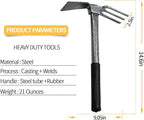 ZOG Garden Big Hand Digger and Hoe Combo Garden Tool,Heavy Duty Hand Tiller,Garden Hoe,Cultivator,Non-Slip Handle & Anti-Rust Head is The Perfect Dual Headed Weeding Tool.(Big)