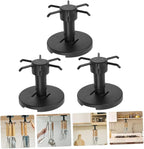 3pcs Kitchen Utensil Hooks Set with Rotating Under Cabinet Hanging Rack, Black Plastic Multi-Functional Wall Hook for Kitchen Storage and Organization