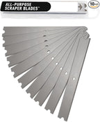 Unger 12” Professional All-Purpose Scraper Replacement Blades, 10 count, Dual-Sided Adhesive Cleaning Supplies for Windows, Glass, Floors, Paint, Stickers, Gum Removal (Pack of 10)