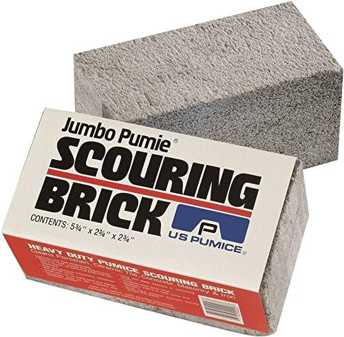 US Pumice JPS-12 Jumbo Pumie Scouring Brick, For Large Surface Cleaning, Removes Lime, Scale, Rust, Calcium - Pool Pumice Stone Tile Cleaner, Barbecue Cleaning Stone, Hand Safe, Pack of 12
