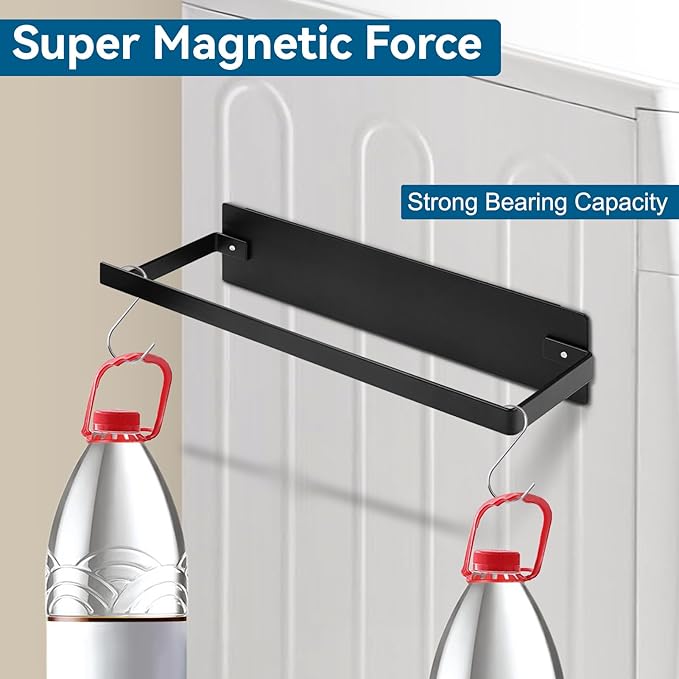 Magnetic Hanger Holder for Laundry Room, sunoyar Large Strong Magnetic Hanger Storage Organizer for Dryer/Washing Machine 2Pack Black
