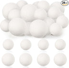 24 Pack Wool Dryer Balls, 3.15'', 2.4'' Reusable Laundry Balls Wool Balls Natural No Lint Fabric Softener Balls for Clothing Wrinkles (White)