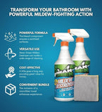 Mean Green Mildew Remover Spray 32 oz Bundle with Microfiber Cloth - Easy Cleaning of Mold, Mildew, Soap Scum, and Grime in Bathrooms, Kitchens, Patios, and More - (3 Items)