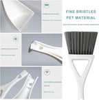 Dust Pan Broom Brush Dustpan -Mini Broom and Dustpan Combo Set, Handheld Sweeper Cleaning for Tables, Keyboards, Guinea Pig Cage, and Cat Litter, etc. (White)