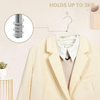 BAGAIL Plastic Hangers 50 Pack with Non-Slip Design,0.2 Inches Thick, 360°Swivel Hook Space Saving Organizer for Bedroom Closet,Shirts,Pants(Beige- S Shaped)