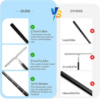 16.7“- 59.5" Long Handle Window Squeegee with Extension Pole, 12.4" Wide Metal Shower Squeegee for Glass Doors, 2-in-1 Squeegee for Home Window Cleaning, Tile Wall, Car (Silver)